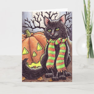 Tarjeta Notecard del gato de Halloween