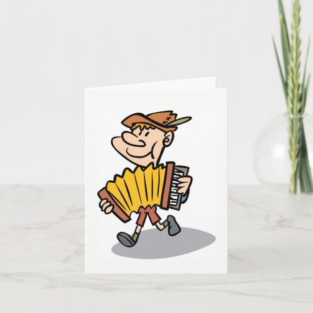 Tarjeta Notecard del jugador del acordeón de piano, (Anverso)