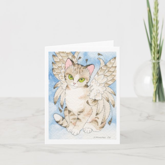 Tarjeta Notecard del personalizable del ángel del gato de (Anverso)