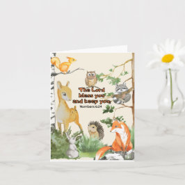 Tarjeta Notecard en blanco con animales de Woodland acuare