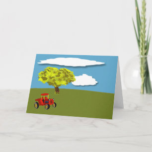 Tarjeta Notecard en blanco grande con el tractor