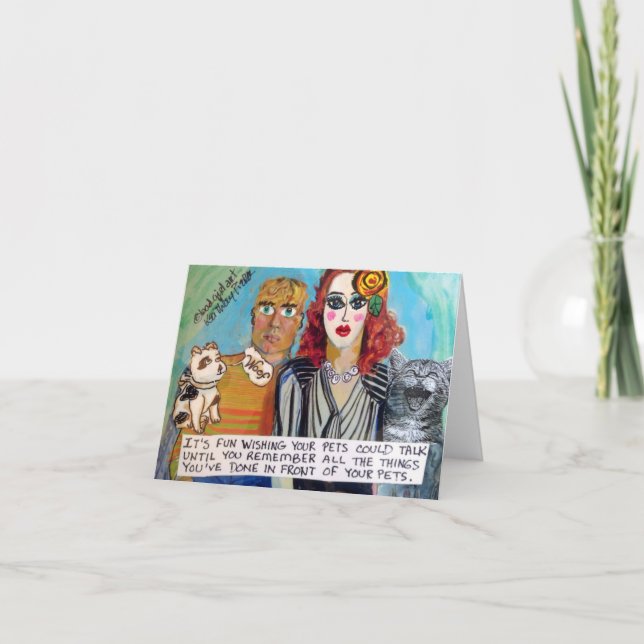 TARJETA NOTECARD-ES DIVERTIDO DESEAR QUE SUS MASCOTAS PUDI (Anverso)