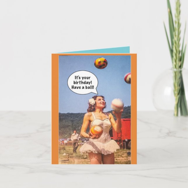 Tarjeta Notecard-Es tu cumpleaños. Tengan una pelota. (Anverso)