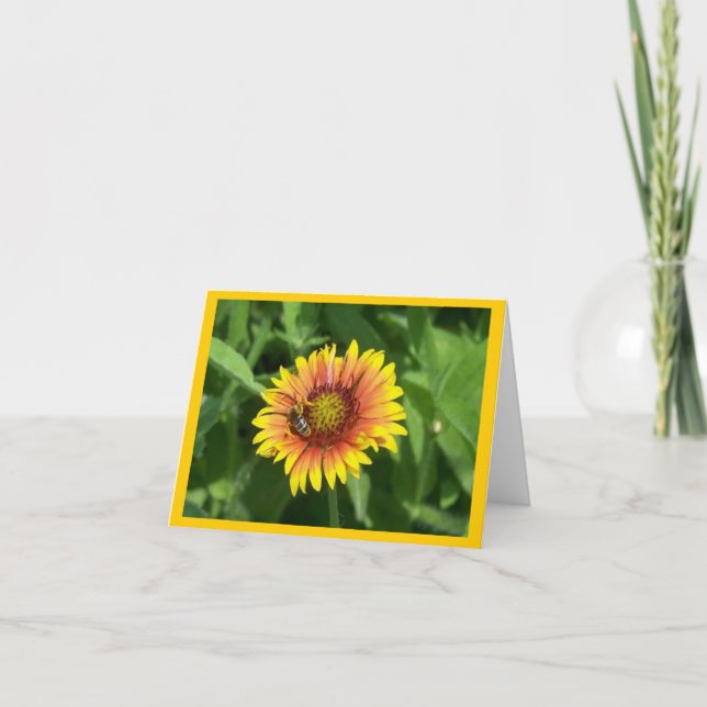 Tarjeta Notecard floral con la abeja en Guillardia (Anverso)