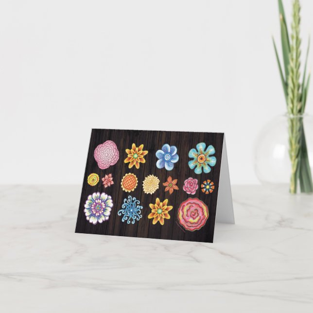 Tarjeta Notecard floral ilustrado (Anverso)