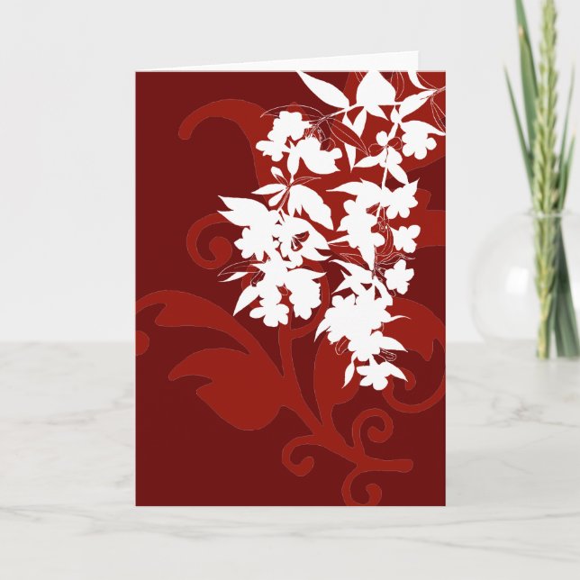 Tarjeta Notecard floral rojo y blanco (Anverso)