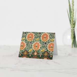 Tarjeta Notecard floral verde y anaranjado intrépido