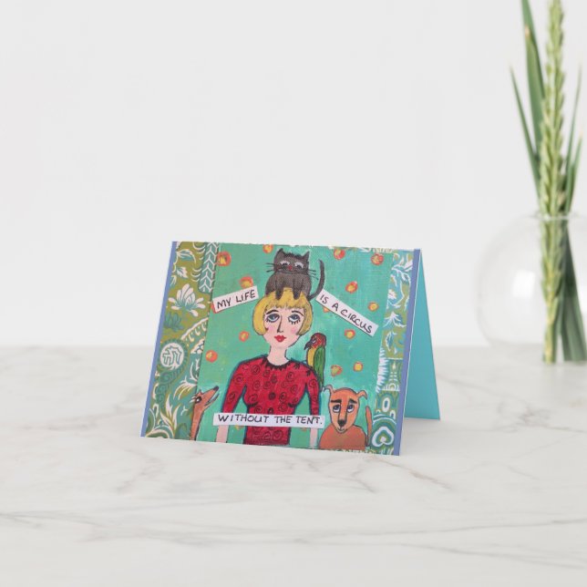 Tarjeta Notecard-Mi vida es un circo sin la tienda (Anverso)