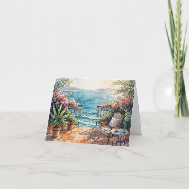 Tarjeta Notecard Ocean Terrace with a Peaceful View (Anverso)