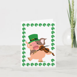 Tarjeta Notecard porcina violinista del Día de San Patrici