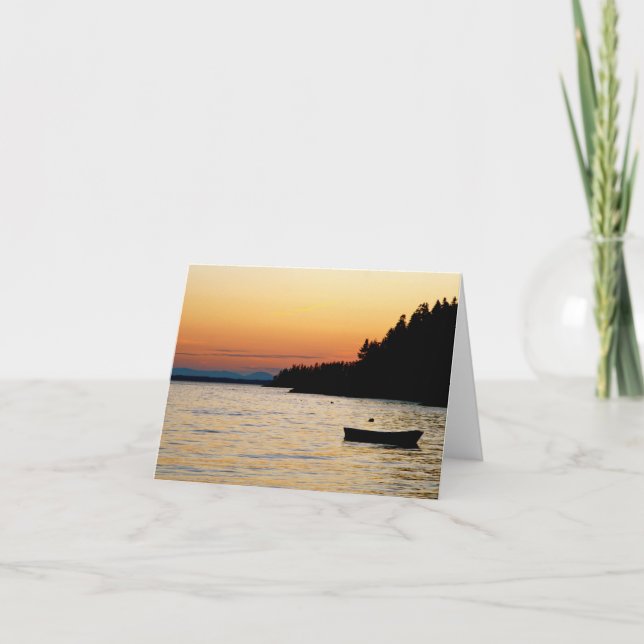 Tarjeta Notecard Stonington, puesta del sol de Maine (Anverso)