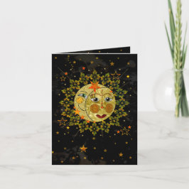 Tarjeta Notecard, SUN, MOON, STARS, Resumen, en blanco