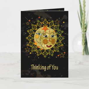 Tarjeta Notecard, SUN, MOON, STARS, Thinking of You, Blank