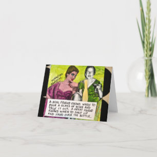 TARJETA NOTECARD-UN AMIGO REAL SABE CUÁNDO PONER UN VIDRIO
