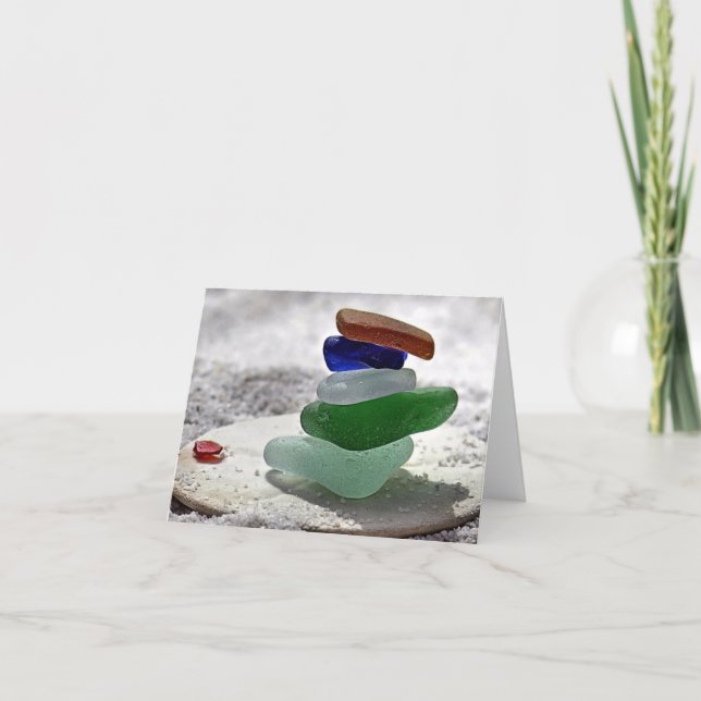 Tarjeta Notecard: vidrio marino apilado (Anverso)