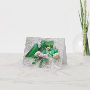 Tarjeta Notecard - Vidrio y conchas del Mar Verde