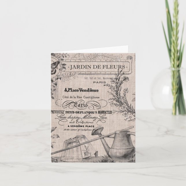 Tarjeta Notecard vintage French Garden (Anverso)
