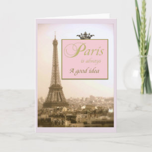 Tarjeta Notecards de París con la torre Eiffel y la cita