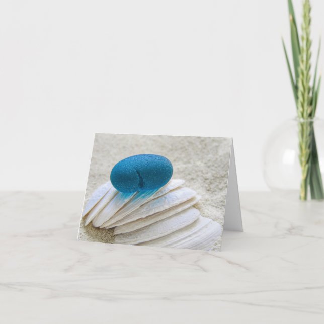 Tarjeta Notecards - Vidrio marino en Verde azulado (Anverso)