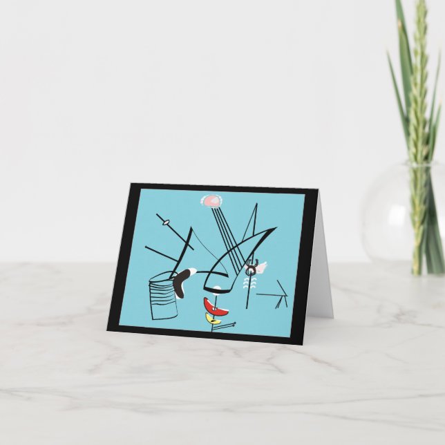 Tarjeta Notecas estilo arte de la era de Eames "Burbujas d (Anverso)