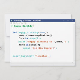 Tarjeta Notepad Computer Programmer Coder Format Cumpleaño
