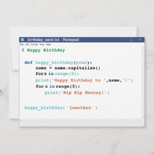 Tarjeta Notepad Computer Programmer Coder Format Cumpleaño