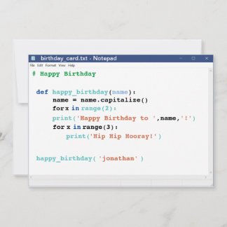 Tarjeta Notepad Computer Programmer Coder Format Cumpleaño