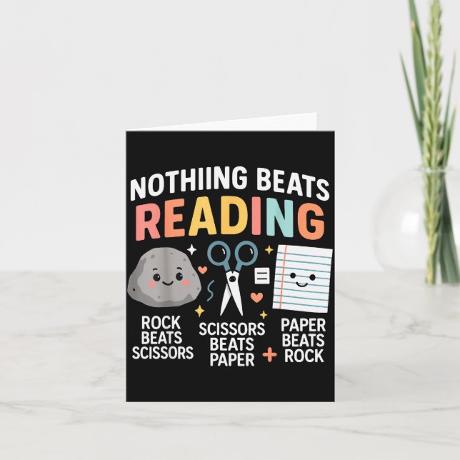 Tarjeta Nothing Beats Reading Rock Paper Scissors Funny Bo (Anverso)