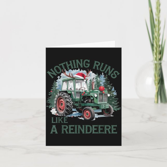 Tarjeta Nothing Runs Like A Reindeer Christmas Tractor Far (Anverso)