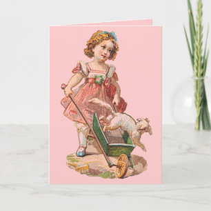 TARJETA NOTIFICADORES DE LA ERA VICTORIANA - NIÑA PEQUEÑA