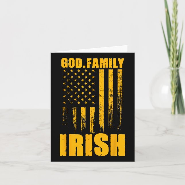 Tarjeta Notre Dame Irish God. Familia. Bandera De Estados  (Anverso)