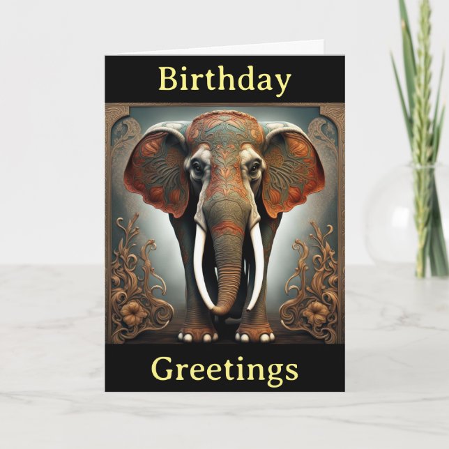 Tarjeta nouveau elephant cumpleaños (Anverso)