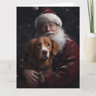 Tarjeta Nova Scotia Duck Toller Con Santa Claus Festividad