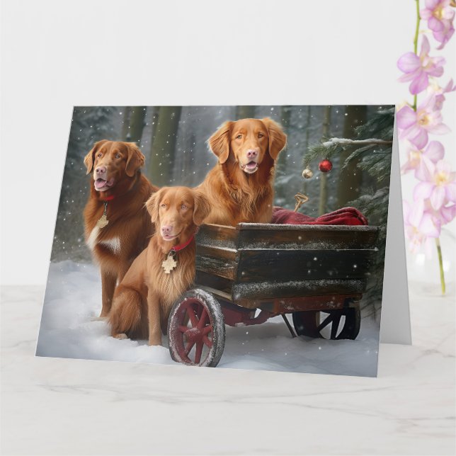 Tarjeta Nova Scotia Duck Toller Retriever Trineo Nevado (Orquídea)