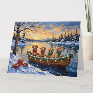 Tarjeta Nova Scotia Duck Tolling Retriever Navidad Barco