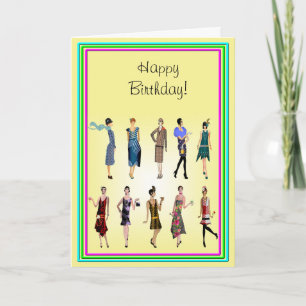 Tarjeta Novedades de Art Deco Fashion Feliz cumpleaños