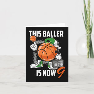 Tarjeta Novena diversión de jugador de baloncesto de 9 año