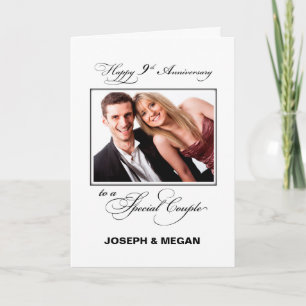 Tarjeta Noveno Aniversario Boda Nombre/Foto Personalizado