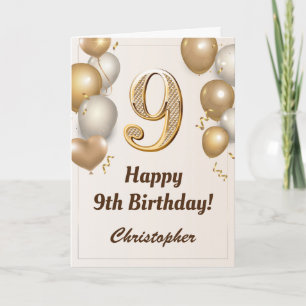 Tarjeta Noveno Balón de Oro y Cumpleaños de Confetti