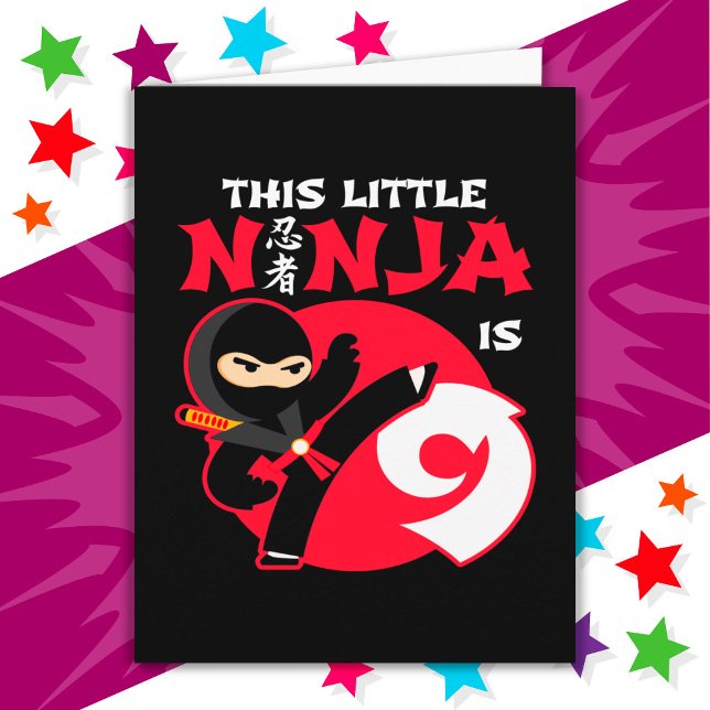 Tarjeta Noveno cumpleaños 9 años Fiesta Niñita Ninja 9 (Subido por el creador)