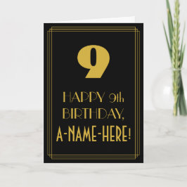 Tarjeta Noveno cumpleaños ~ Art Deco Inspirado Aspecto "9"