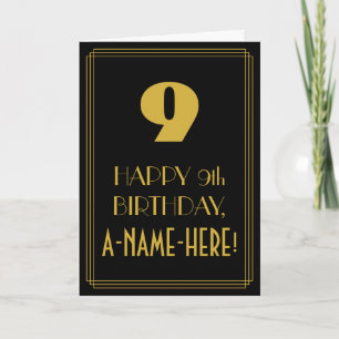 Tarjeta Noveno cumpleaños ~ Art Deco Inspirado Aspecto "9"