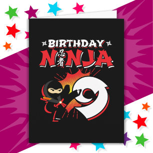Tarjeta Noveno cumpleaños de Ninja, 9 años, estilo de libr