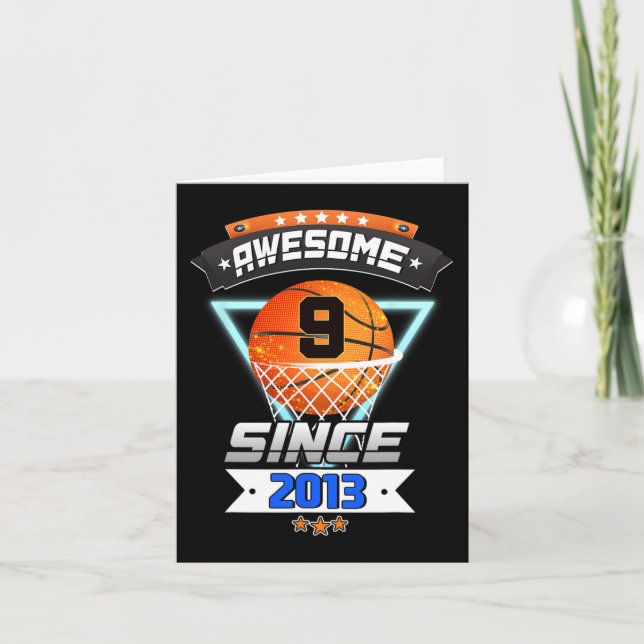 Tarjeta Noveno jugador de baloncesto de cumpleaños 9 años  (Anverso)