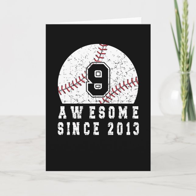 Tarjeta Noveno Nacimiento En Béisbol Niño De 9 Años De 201 (Anverso)