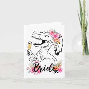 Tarjeta Novia de Dinosaurio Brida de Briada Soltera Floral