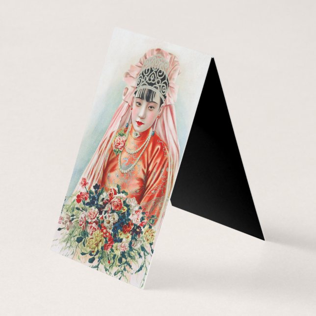 Tarjeta Novia de rojo en una boda china en Shanghai (Reverso)