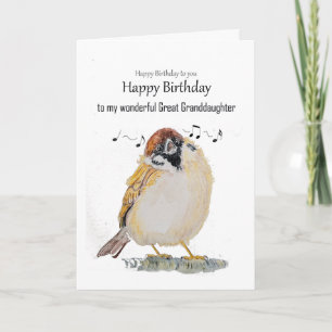Tarjeta Novia Divertida Feliz Cumpleaños Gorrión Pájaro