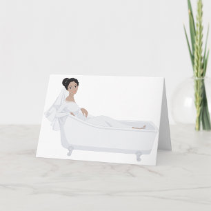 Tarjeta Novia elegante relajándose en la bañera Diseño de 