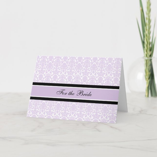 Tarjeta Novia Felicitaciones Día de boda Lilac Damask (Anverso)